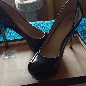 Patent leather platform heels